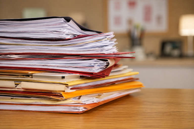 Files on a desk