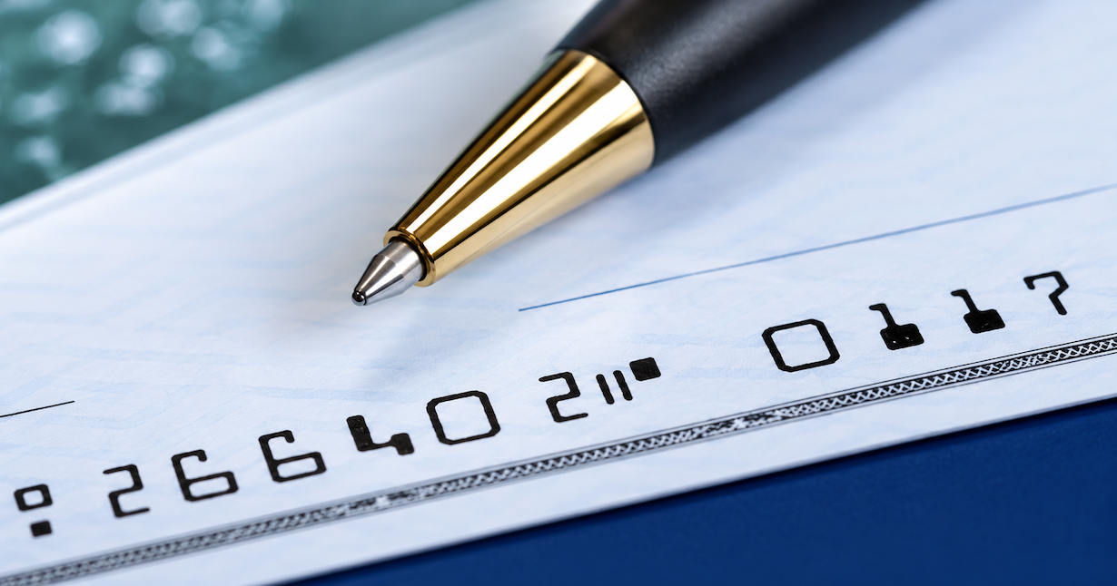 Checkbook on table