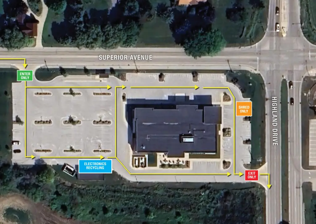 Corporate Center Map for Shred & eWaste