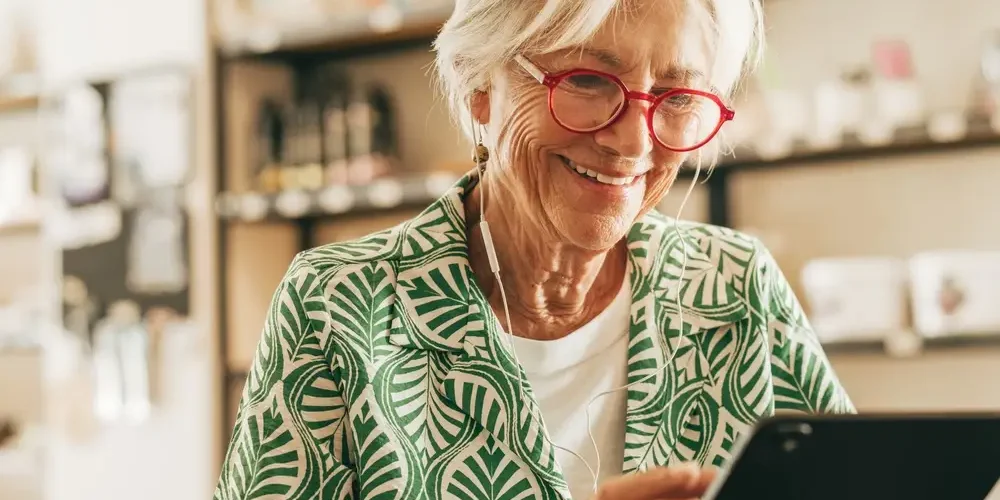 Older woman using a tablet